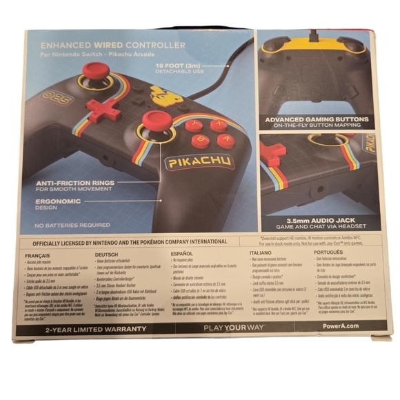 POKEMON ENHANCED WIRED CONTROLLER NINTENDO SWITCH. POWER A. PIKACHU. - Picture 2 of 7